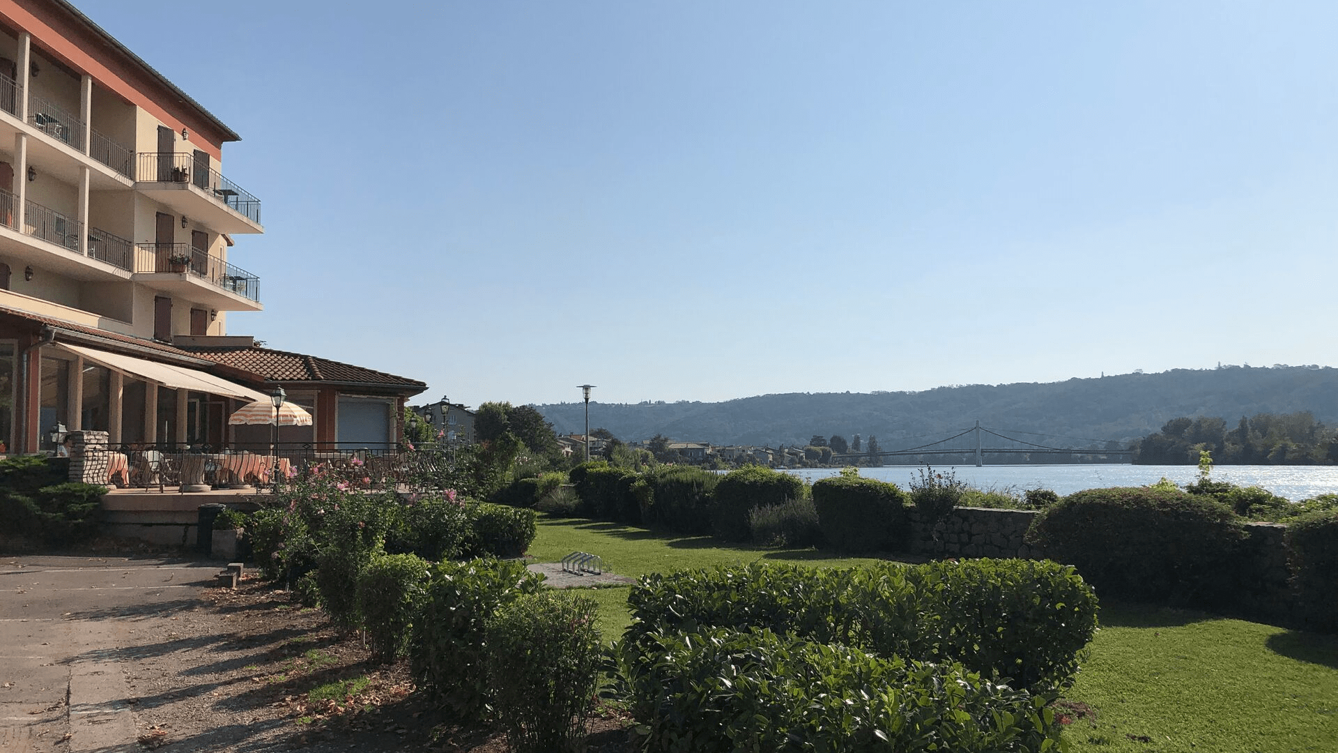 View of the Rhone river from hotel