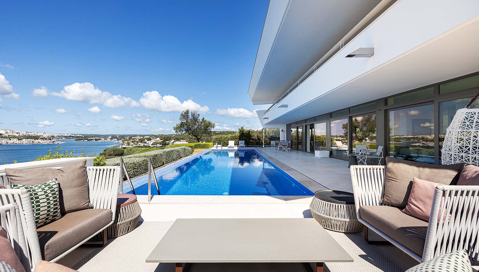 Modern coastal villa rental in San Antoni in Mahon Harbour